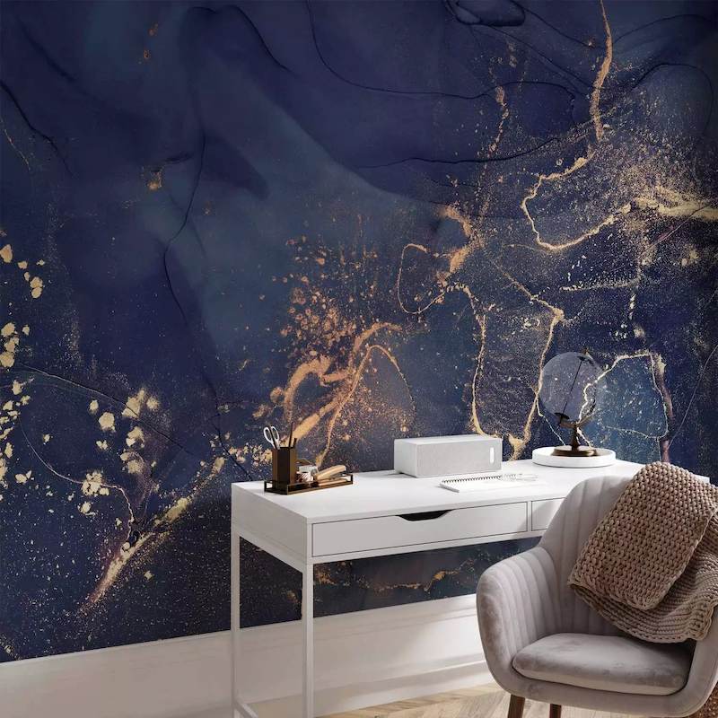 giấy dán tường xanh navy