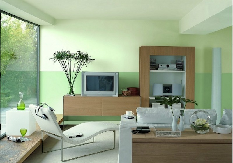 Ứng dụng giấy dán tường màu xanh cốm cho không gian làm việc/học tập