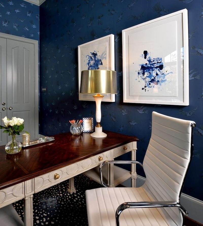 giấy dán tường màu xanh navy