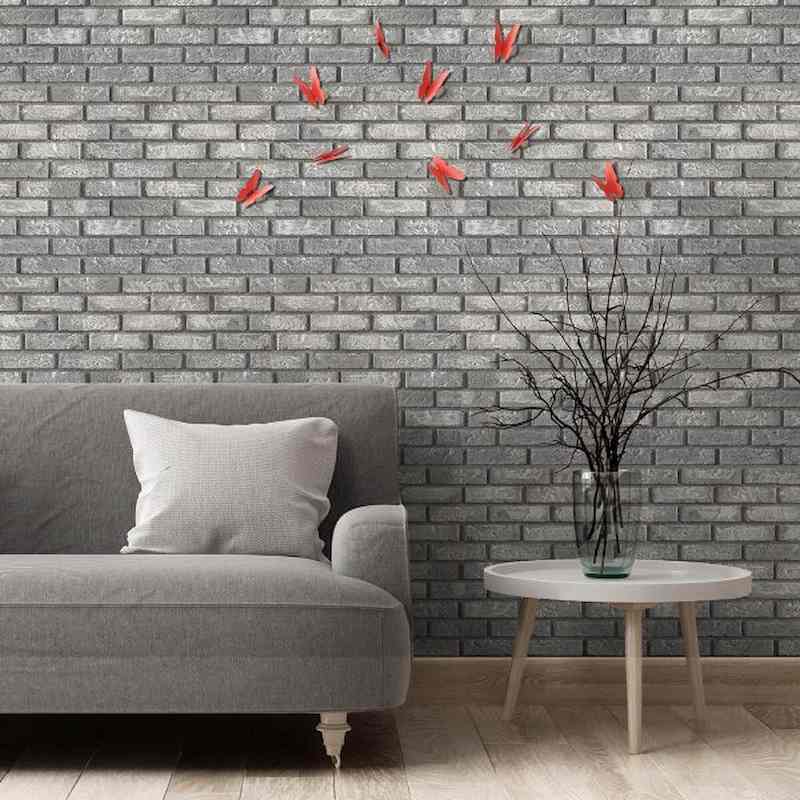Giấy dán tường xám khói giả xi măng