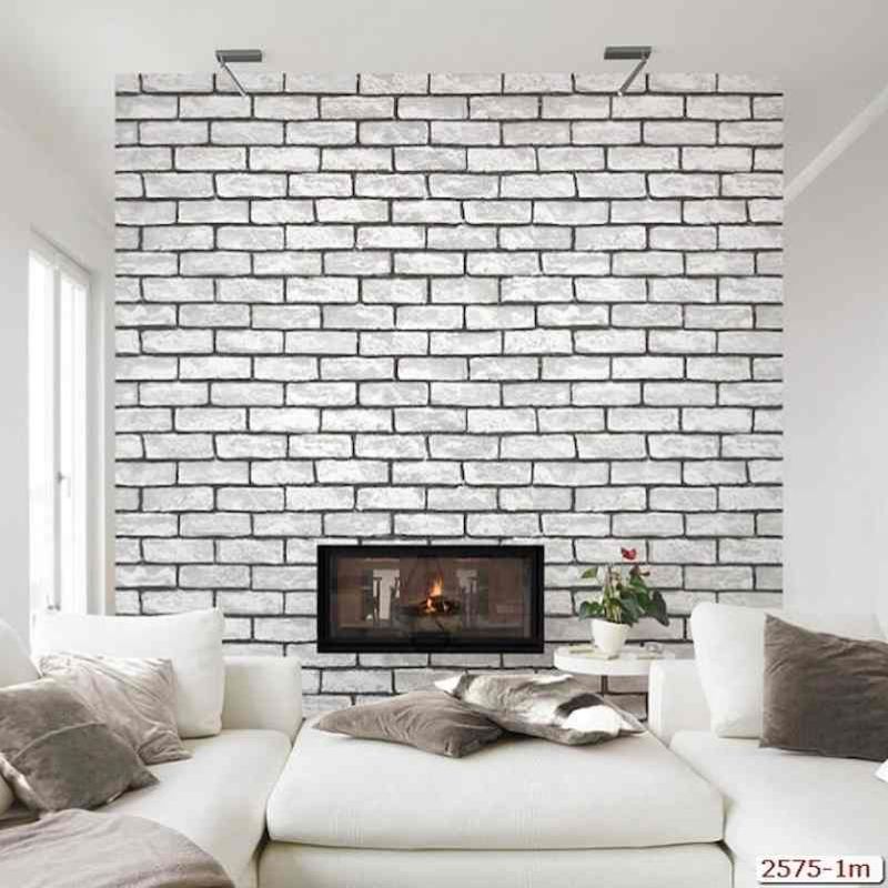 Giấy Dán Tường Giả Gạch Màu Xám