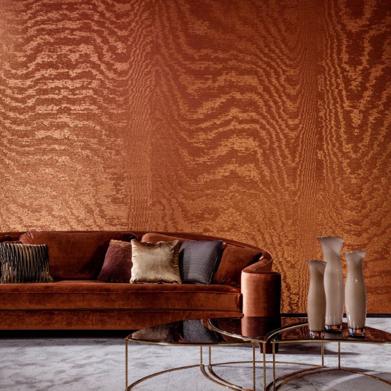 Giấy dán tường màu cam ánh kim