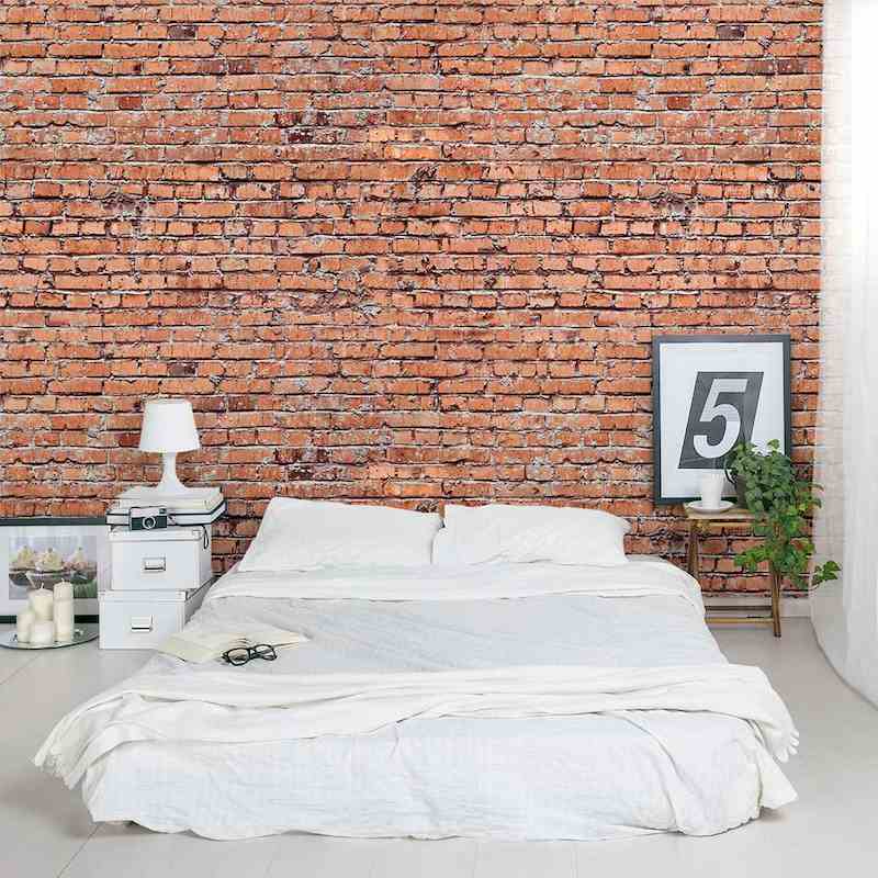giấy dán tường giả gạch màu đỏ