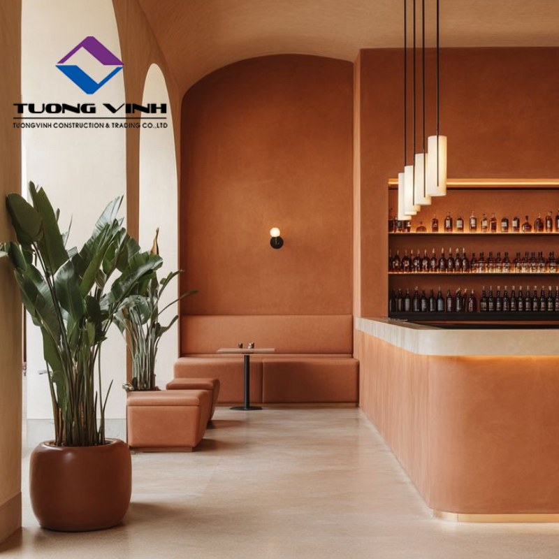 Mẫu Giấy Dán Tường Màu Cam Đất