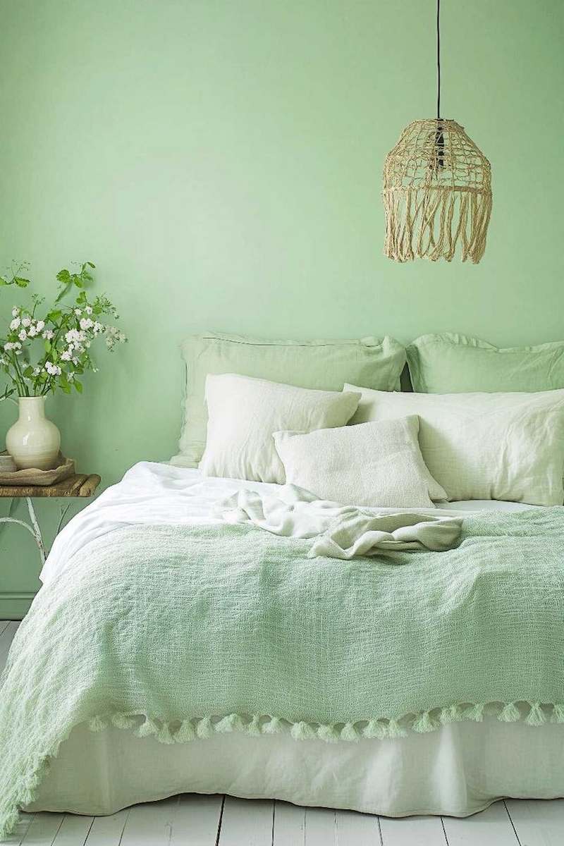 giấy dán tường màu xanh pastel