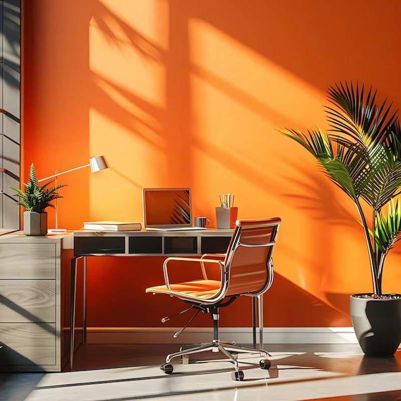 Giấy dán tường màu cam cho phòng làm việc/Sáng tạo