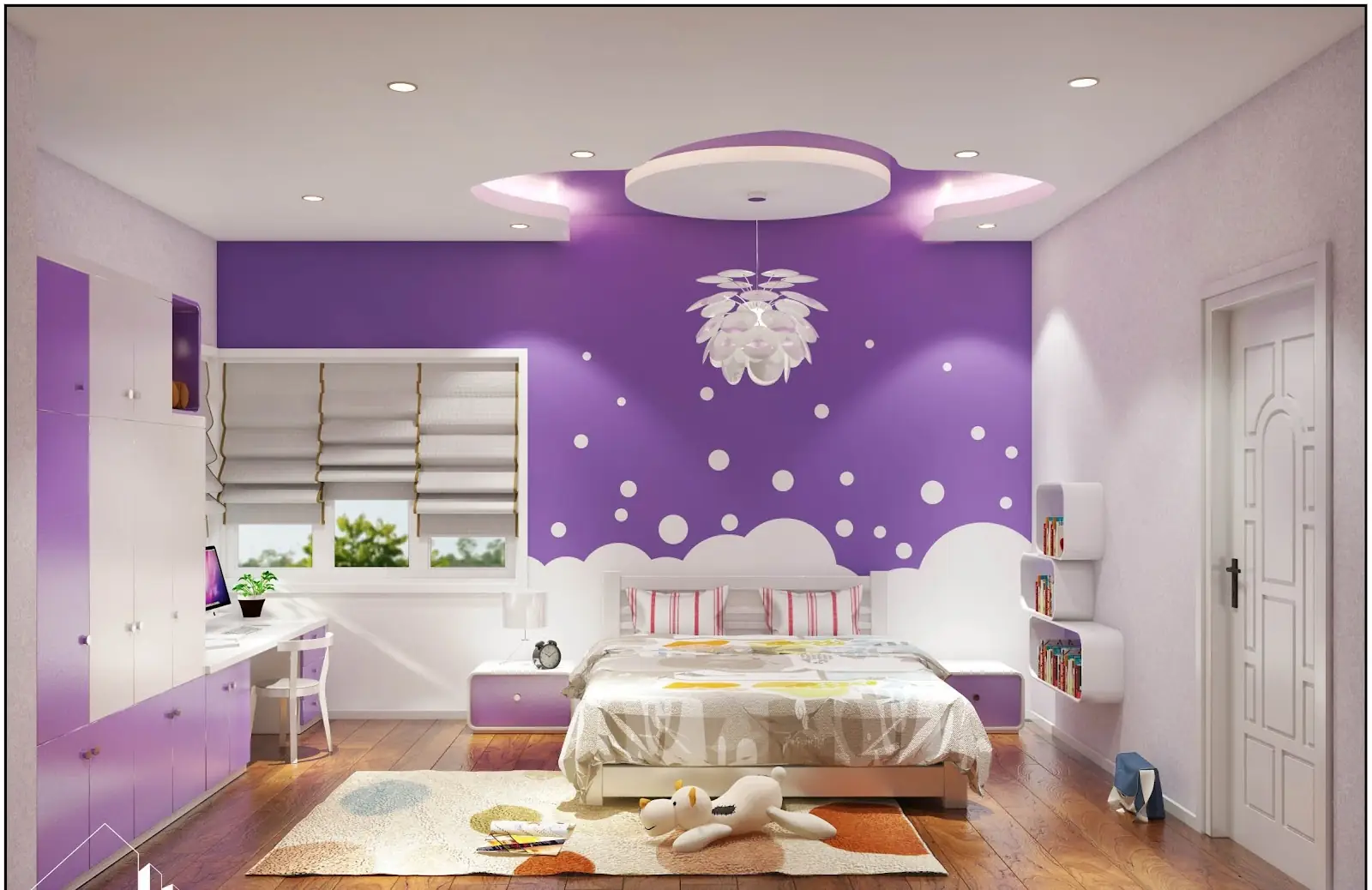 Giấy dán tường phòng ngủ màu tím