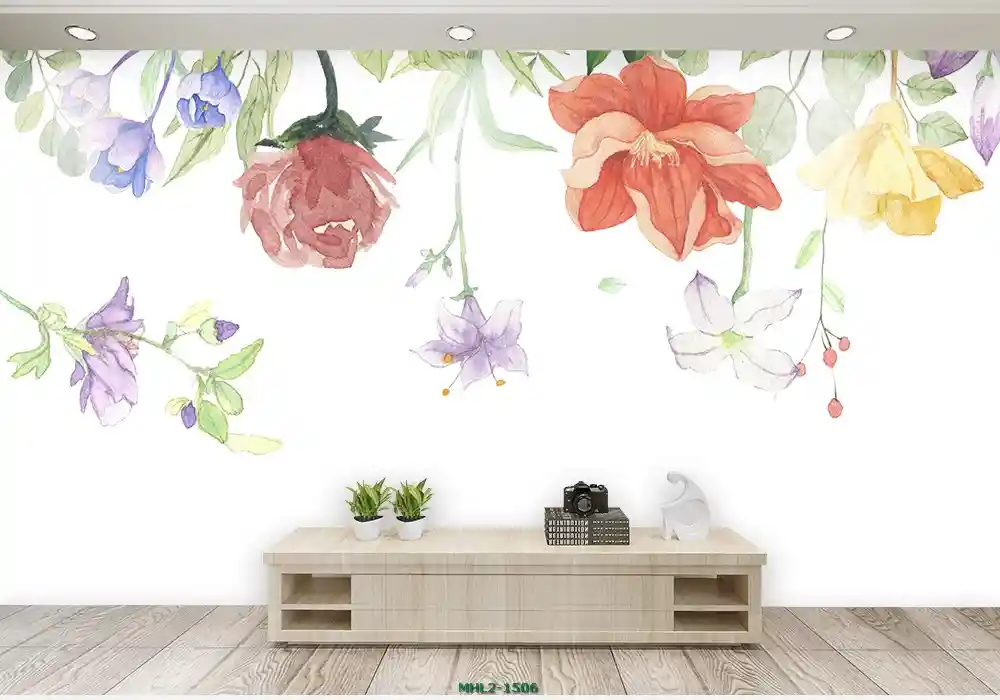 Tranh dán tường 3d hình hoa và lá