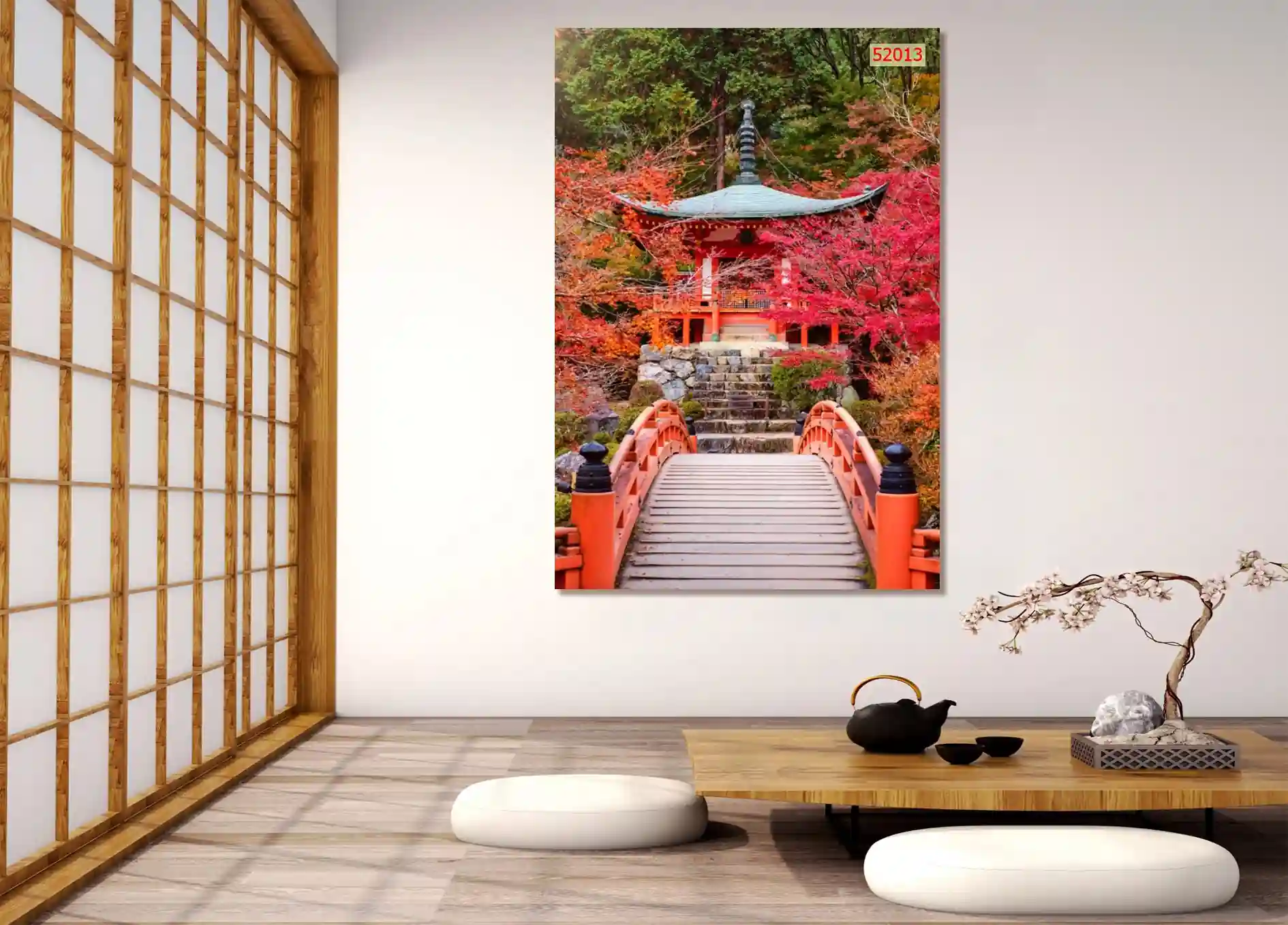 Mẫu tranh dán tường phòng ngủ 3d phong cảnh Nhật Bản