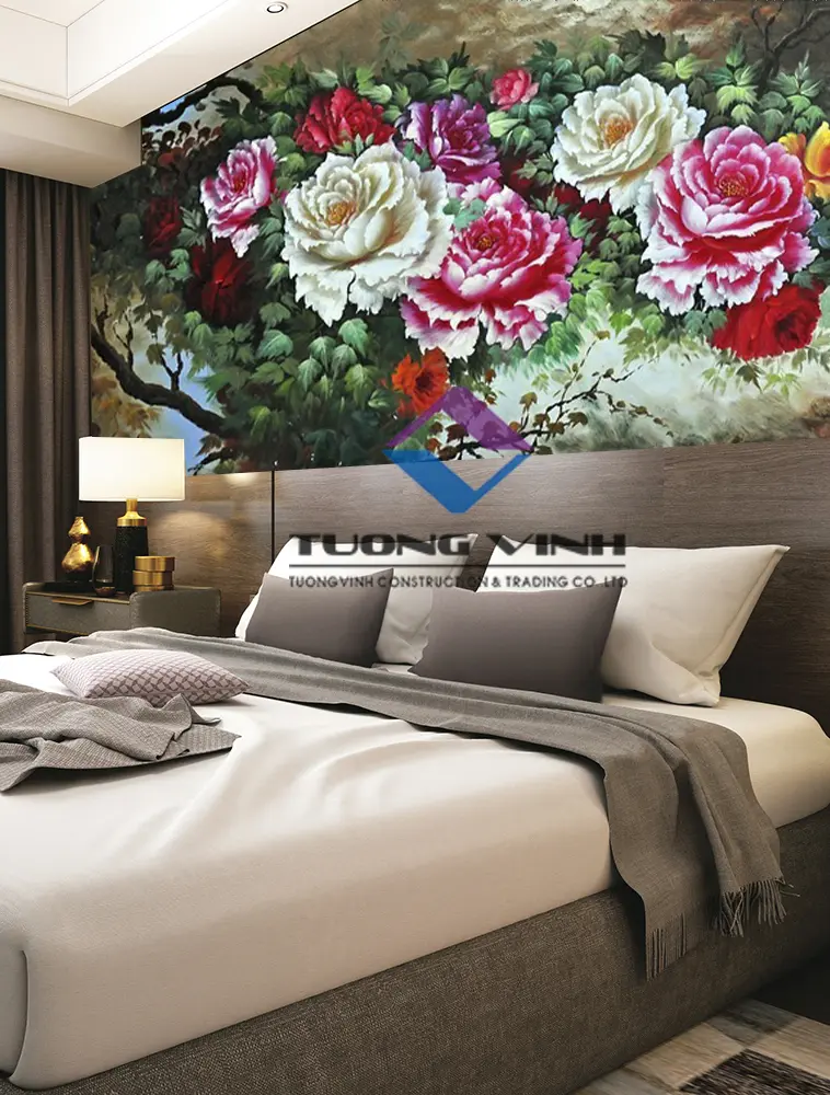 tranh dán tường cho phòng ngủ vợ chồng hình hoa hồng