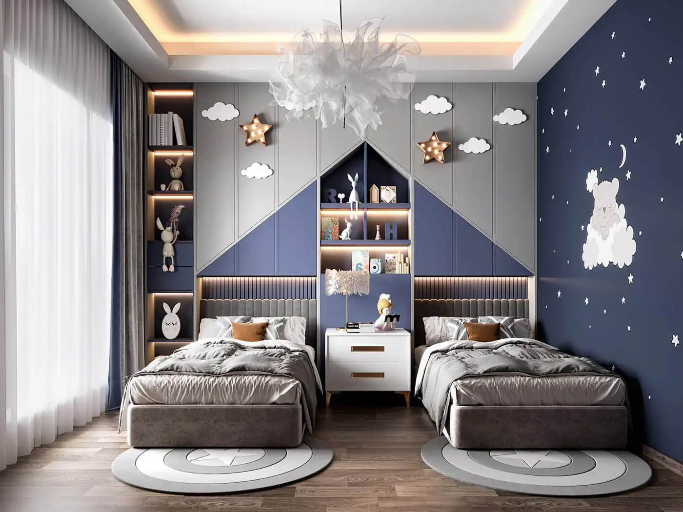 thiết kế phòng ngủ cho 2 bé trai