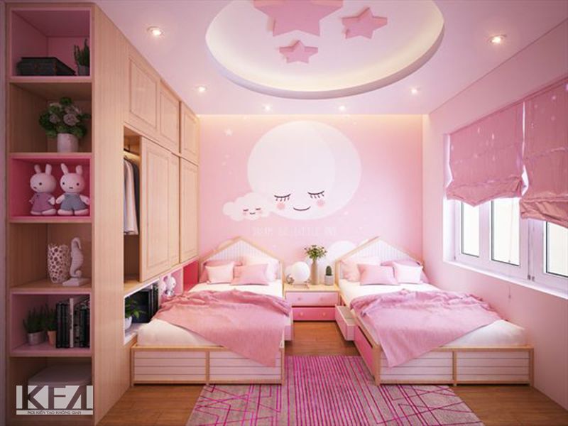 thiết kế phòng ngủ cho 2 bé gái