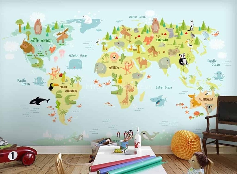 giấy dán tường hình bản đồ thế giới